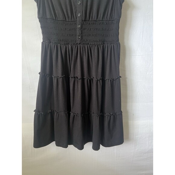 Women’s Summer Black Dress Sleeveless Button Down Casual Swing Mini Dress Size L - Picture 6 of 9